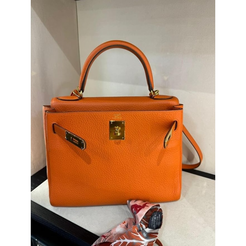 Hermes Orange Togo Leather Kelly Retourne